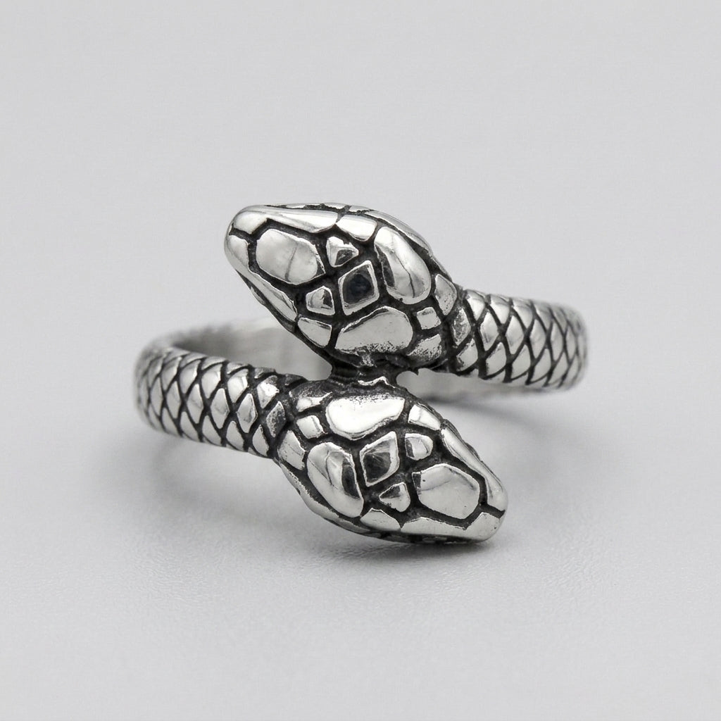 Double-Headed Serpent Coil Wrap Ring