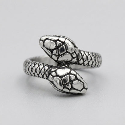 Double-Headed Serpent Coil Wrap Ring