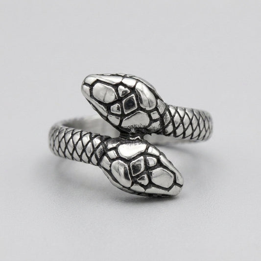 Double-Headed Serpent Coil Wrap Ring