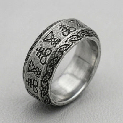 Sigil of Lucifer Leviathan Cross Occult Band Ring