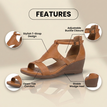 Orthopedic Leather Gladiator Sandals - Ankle Buckle T-Strap