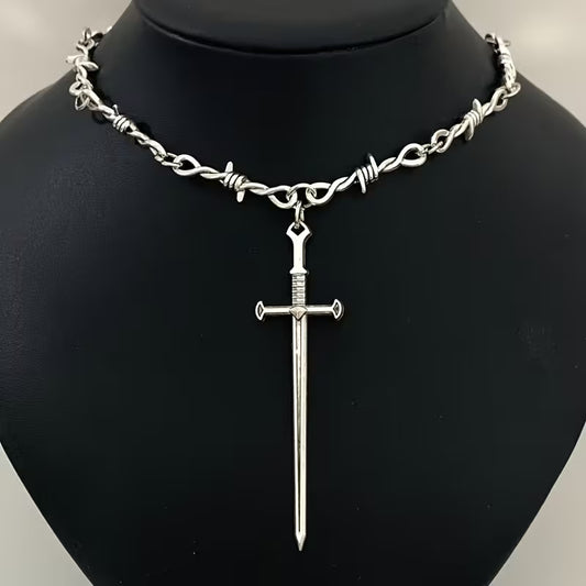 Wire Thorn Sword Necklace