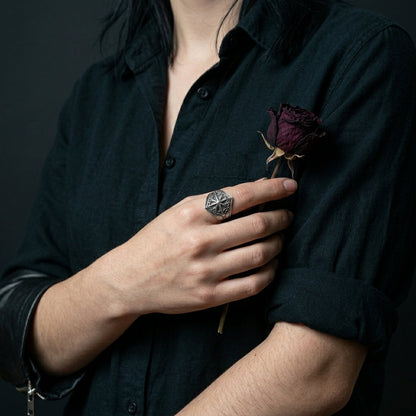 Gothic Compass Signet Ring