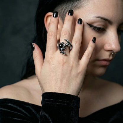 Dragon Claw Ring with Black Onyx Orb