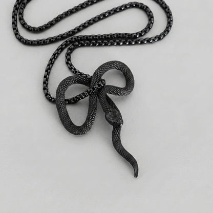 Black Coiled Snake Necklace