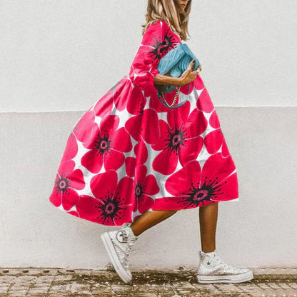 Tropical Multicolor Print Midi Dress