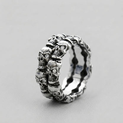 Skull Inlaid Gemstone Ring