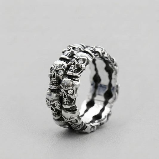 Skull Inlaid Gemstone Ring