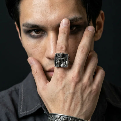 Dark Souls Demon Scene Wide Band Ring