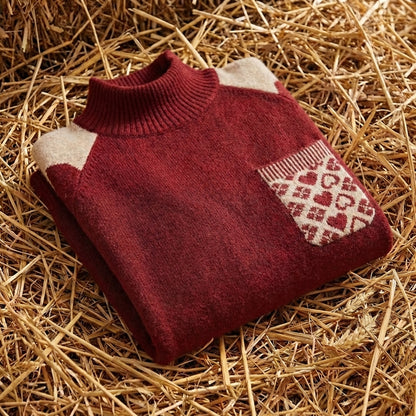 Cotton Sweater with Quilted Pocket