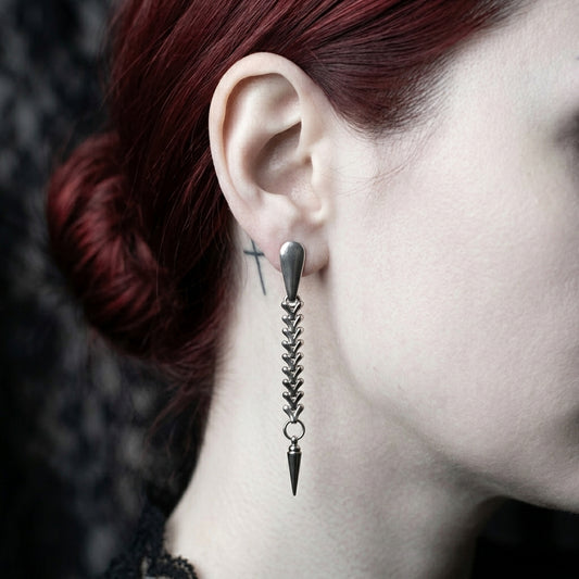 Skeletal Vertebrae Spike Stainless Stud Earrings