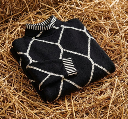 Cotton Sweater with Diamond Chain Pattern