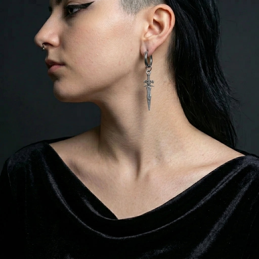 Silver Sword Earrings