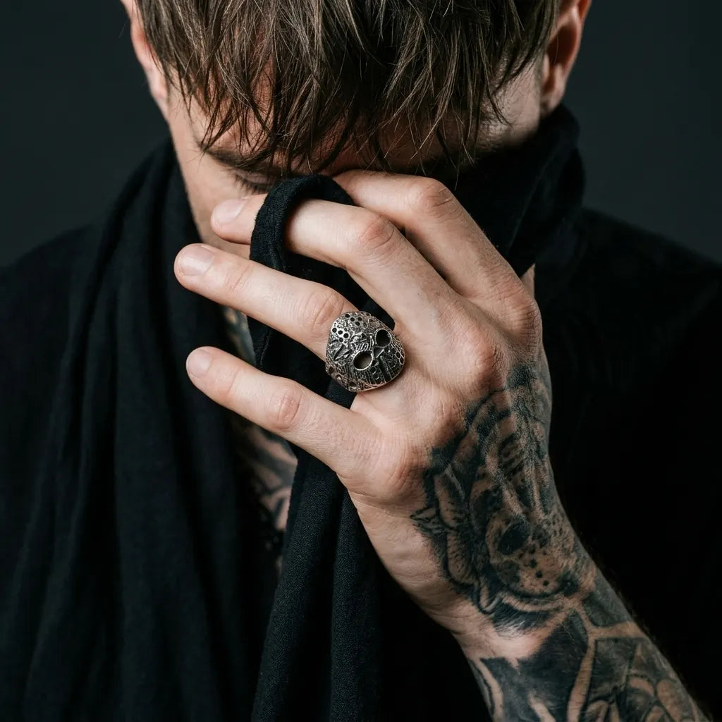Gothic Jason Voorhees Mask Ring