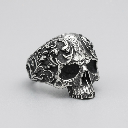 Skull Ring: "Baroque Skull Biker Ring"