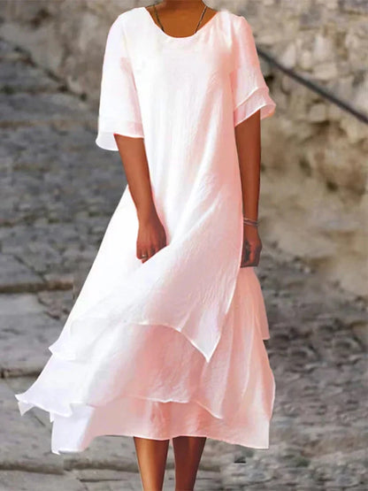 Linen Short Sleeve Maxi Dress