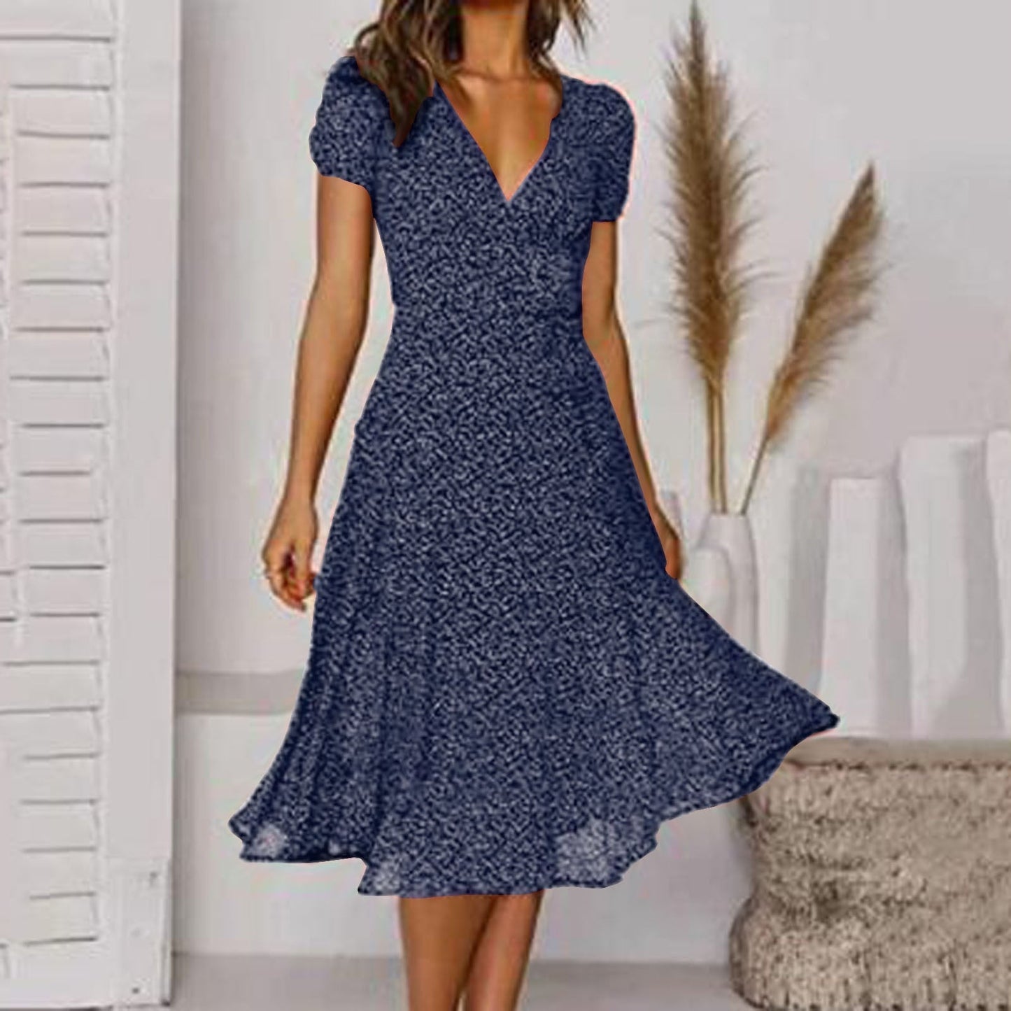 KS | V-neck wrap midi dress