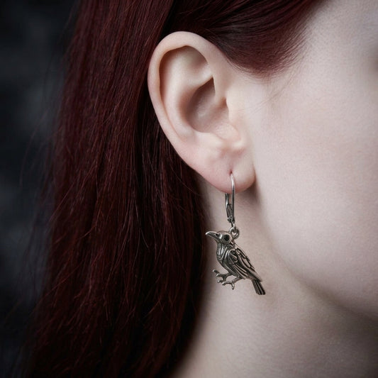 Nevermore Raven Leverback Earrings