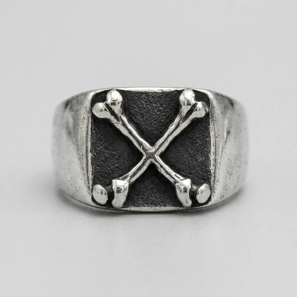 Crossed Bones Statement Signet Ring