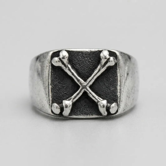 Crossed Bones Statement Signet Ring