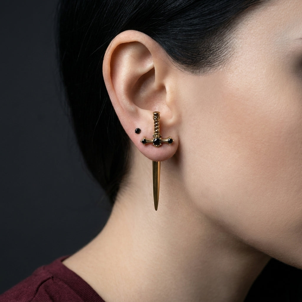 Gothic Dagger Drop Earring