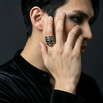 Gothic Crown Skull Statement Ring