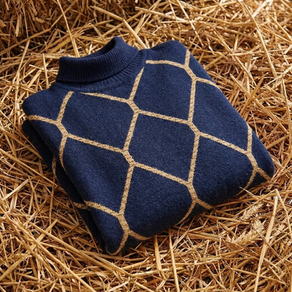 Cotton Sweater with Diamond Chain Pattern