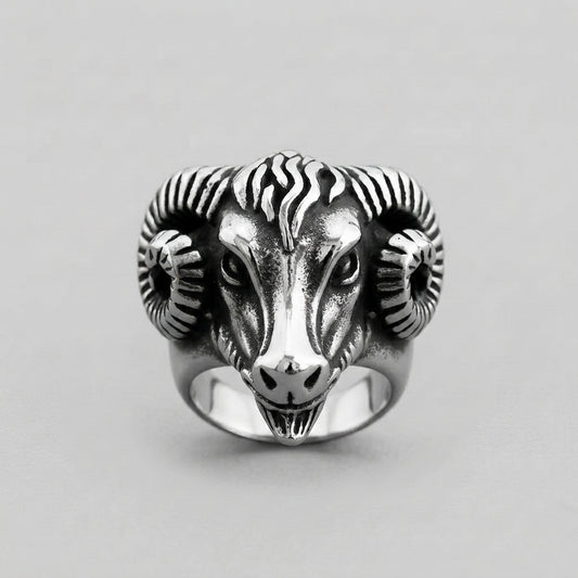 Gothic Ram Head Ring