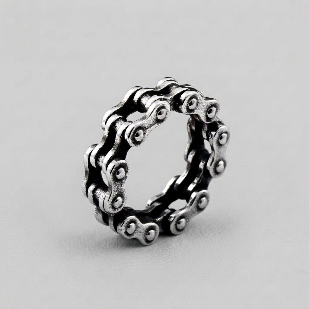 Bicycle Chain Hollow Titanium Ring