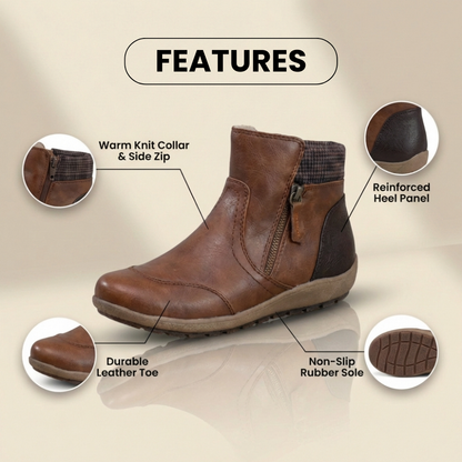 Orthopedic Leather Ankle Boots - Dual Side Zip Comfort Sole
