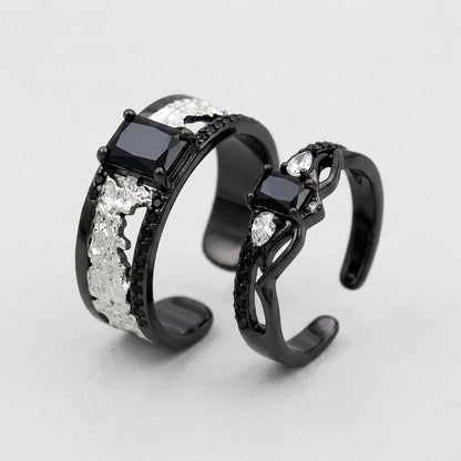 Black Gemstone Cosplay Ring Set