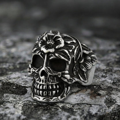 Blooming Skull Signet Ring