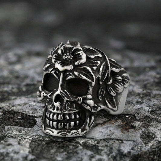Blooming Skull Signet Ring