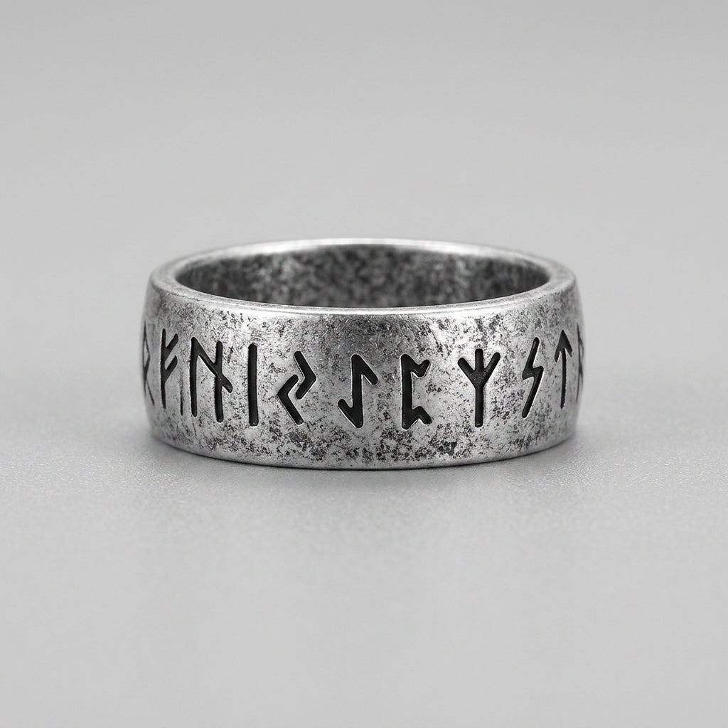 Ancient Rune Inscription Band Ring