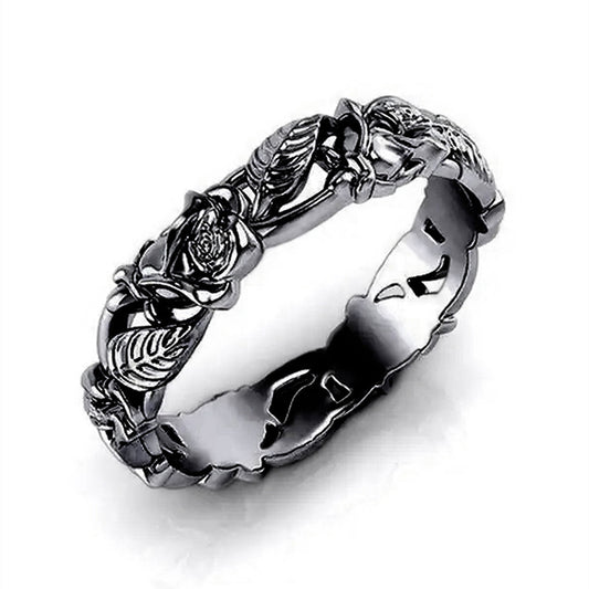 Black Rose Flower Ring
