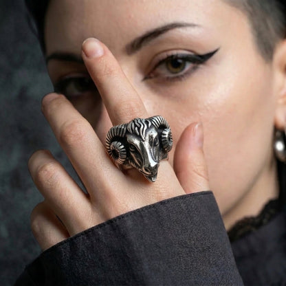Gothic Ram Head Ring