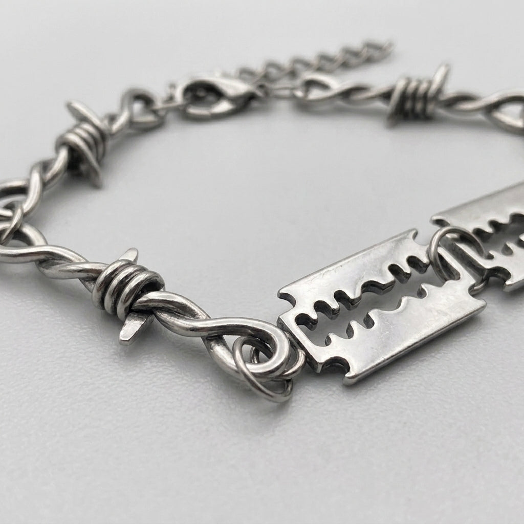 Blade & Barbed Wire Chain Bracelet
