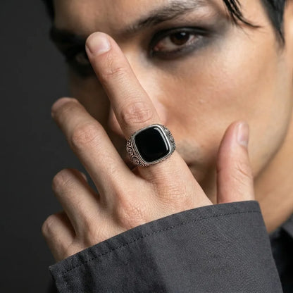 Midnight Sovereign Black Onyx Signet Ring