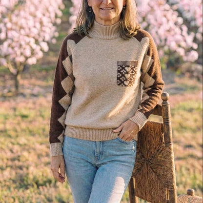 Cotton Sweater with Quilted Pocket