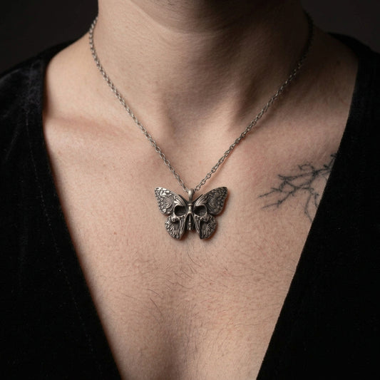 Butterfly with Skull Necklace