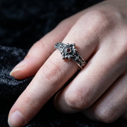 Gothic Wedding Ring Set Sterling Silver