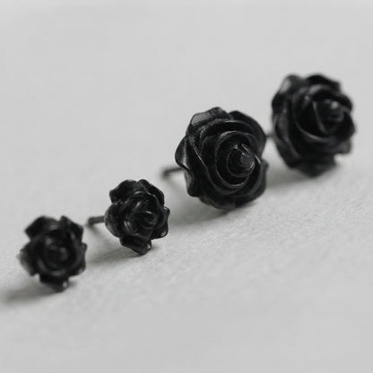 Black Rose Stud Earrings 2 Sets