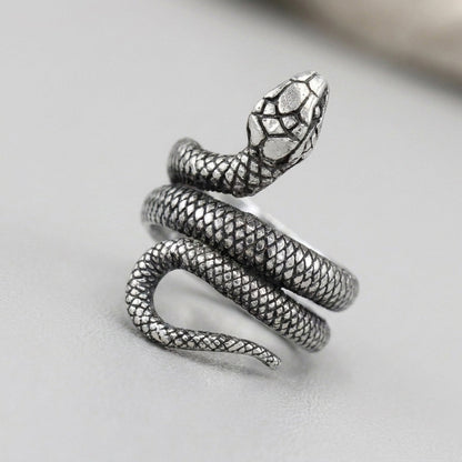 Antique Silver Wrap Snake Adjustable Statement Ring
