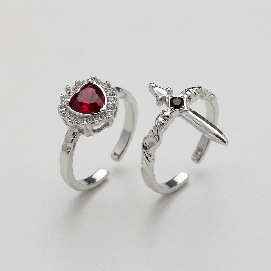 Minimalist Cross & Heart Ring