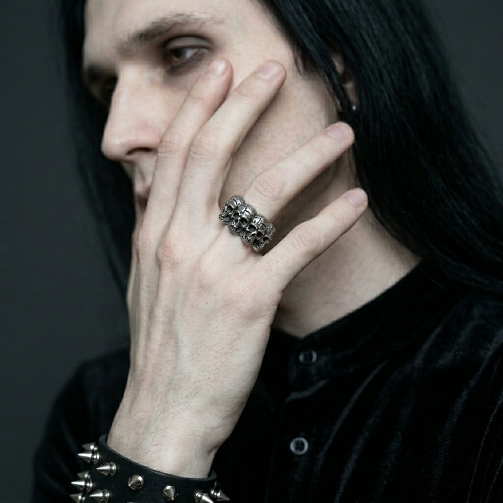 Stacked Skull Band Ring