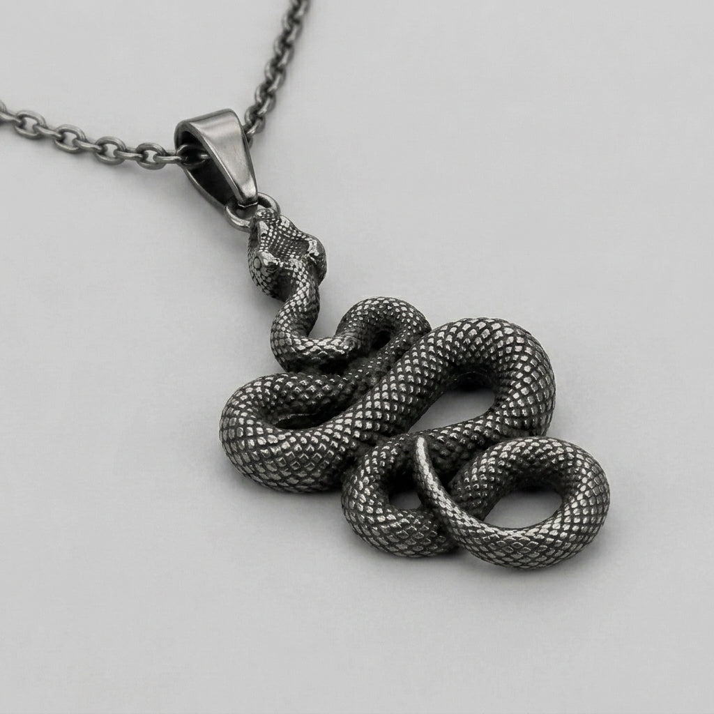 Coiled Snake Pendant Necklace