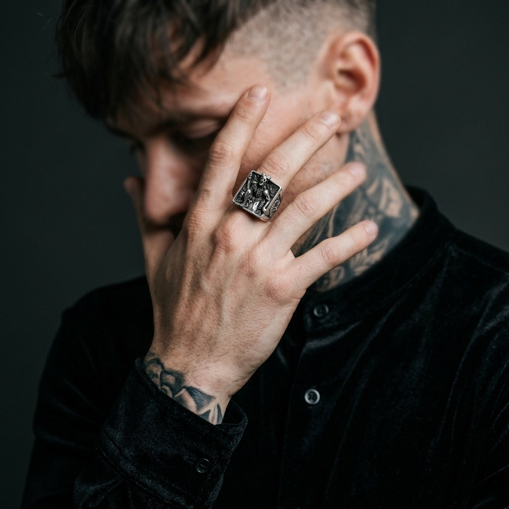 Dark Souls Demon Scene Wide Band Ring