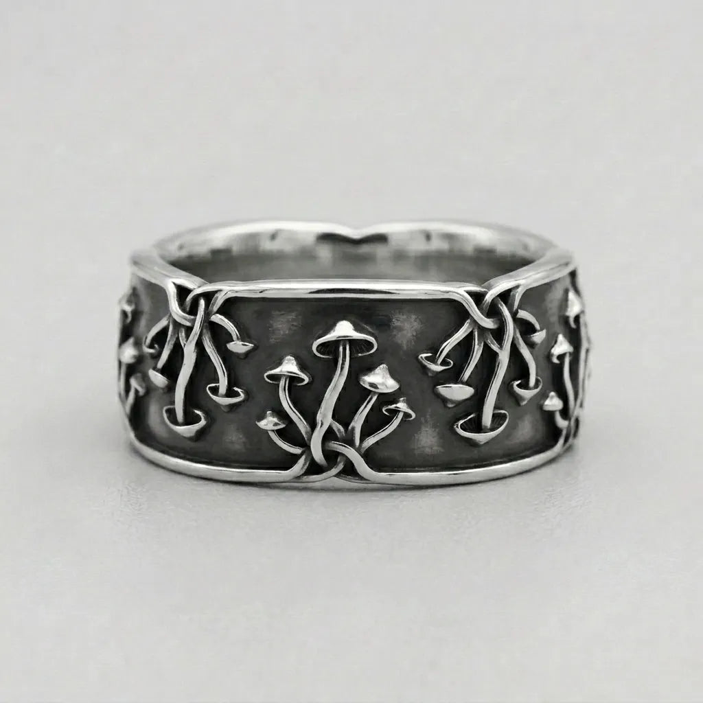 Mushroom Celtic Knot Panoramic Band Ring