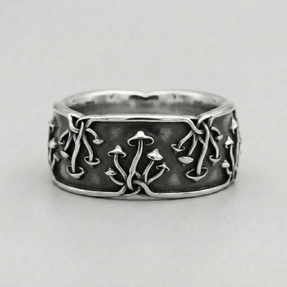 Mushroom Celtic Knot Panoramic Band Ring