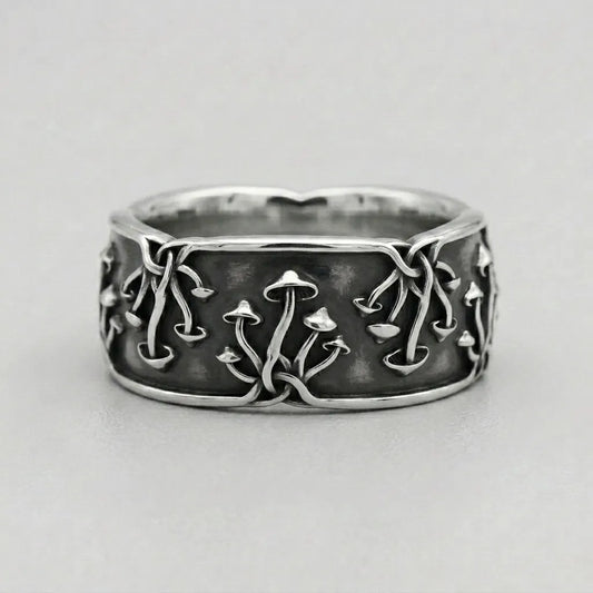 Mushroom Celtic Knot Panoramic Band Ring